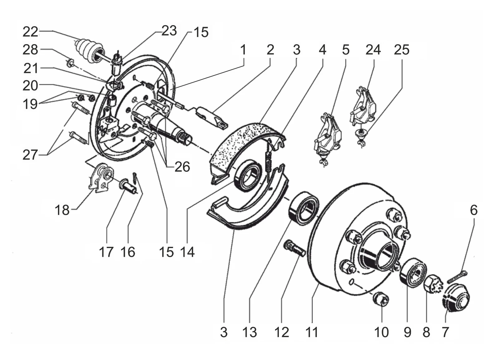 Exploded drawing for AL-KO ETI 811402 – Wheel brake 3062 AR