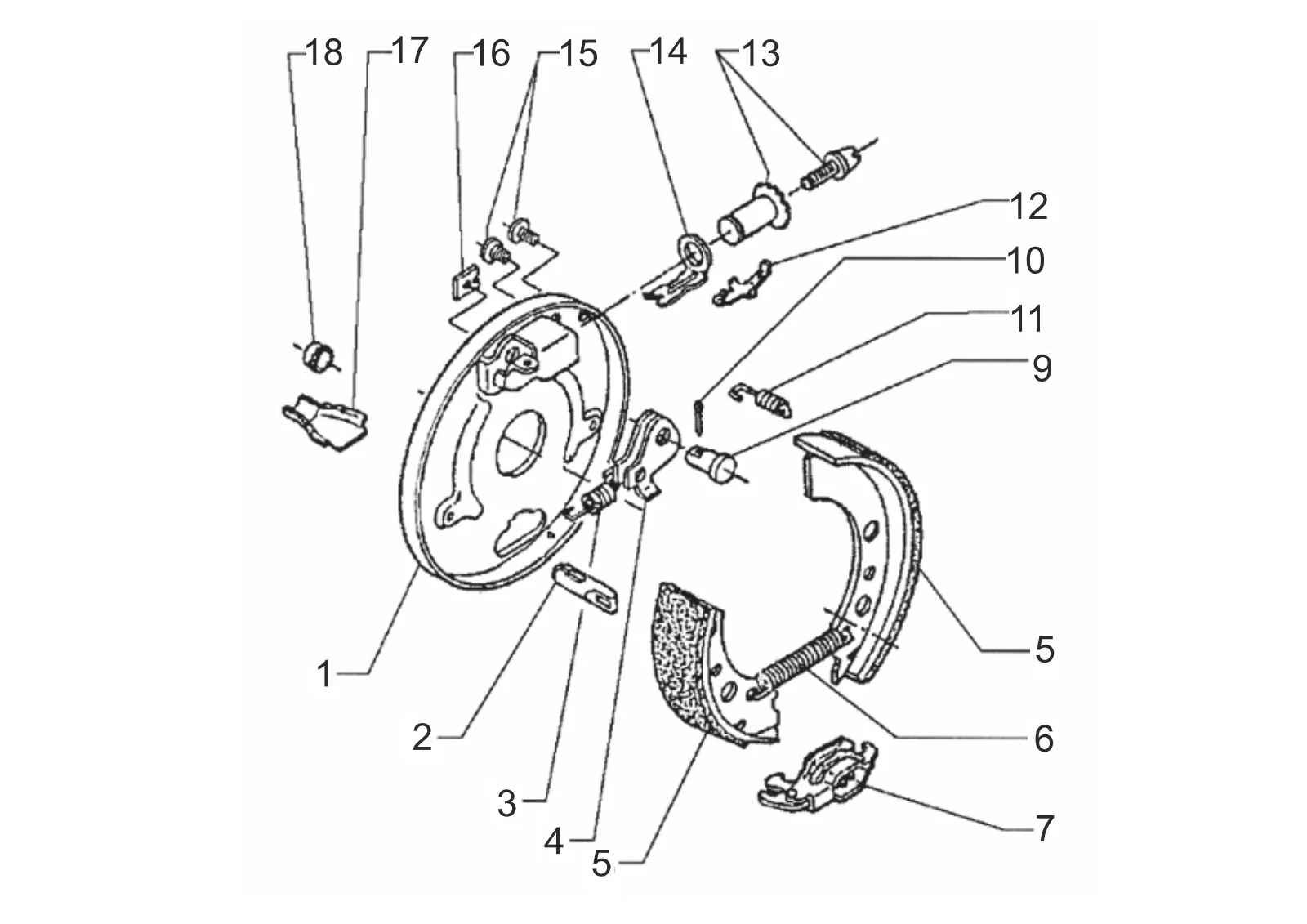 Explosietekening voor AL-KO ETI 811407 – Wiel rem 1637 set