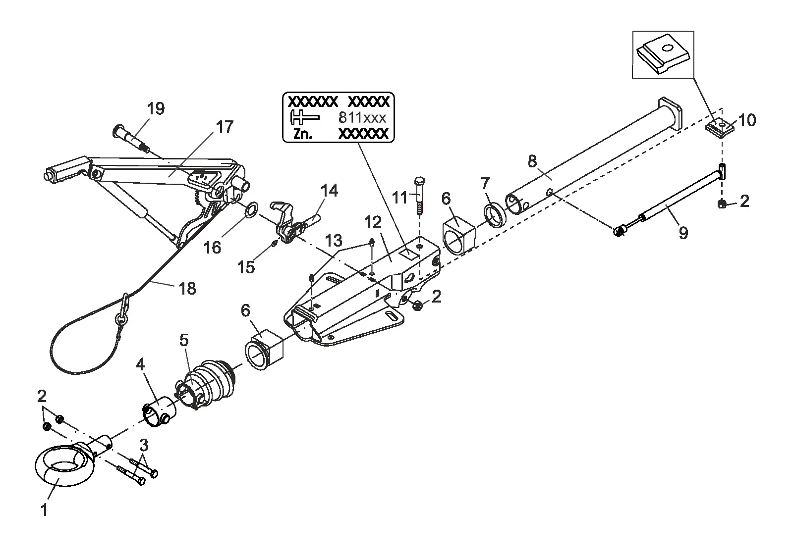 Plano de despiece para AL-KO ETI 811453 – Inercia dispositivo cuadrado 100 161s diseño c