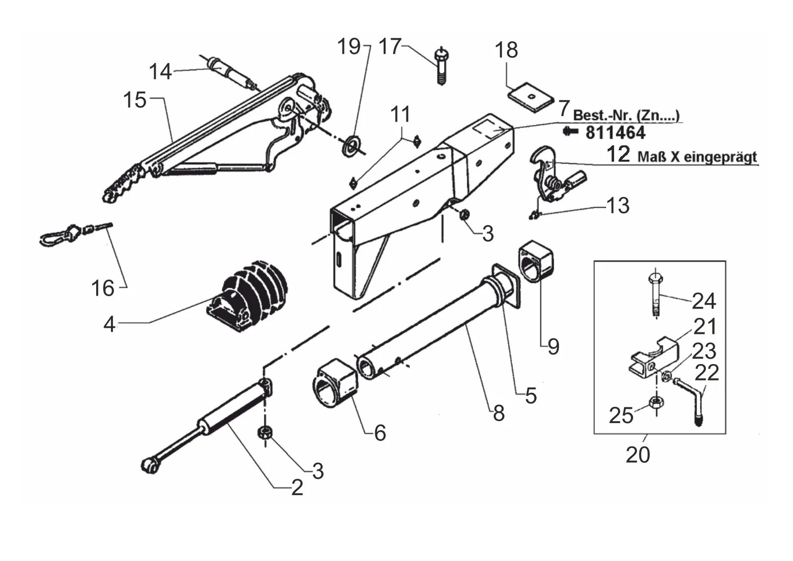 Plano de despiece para AL-KO ETI 811464 – Inercia dispositivo cuadrado 70 161s