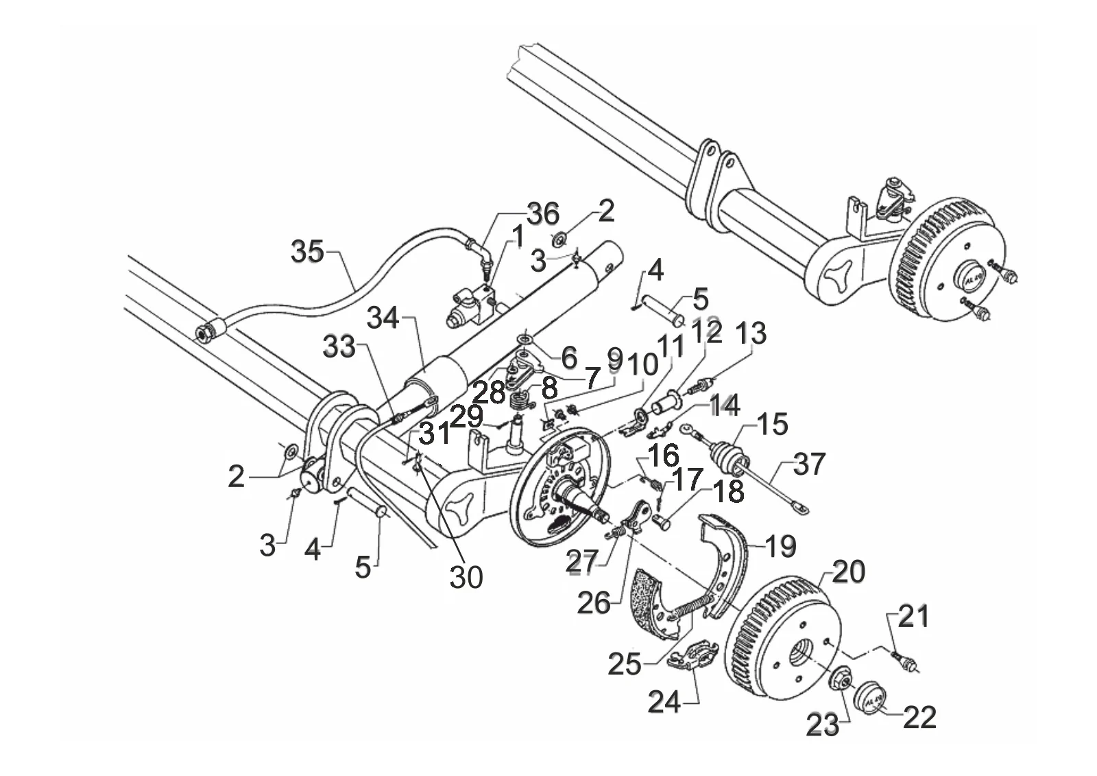 Plano de despiece para AL-KO ETI 811492 – Axlee bra 1800 rueda freno 2051 ta