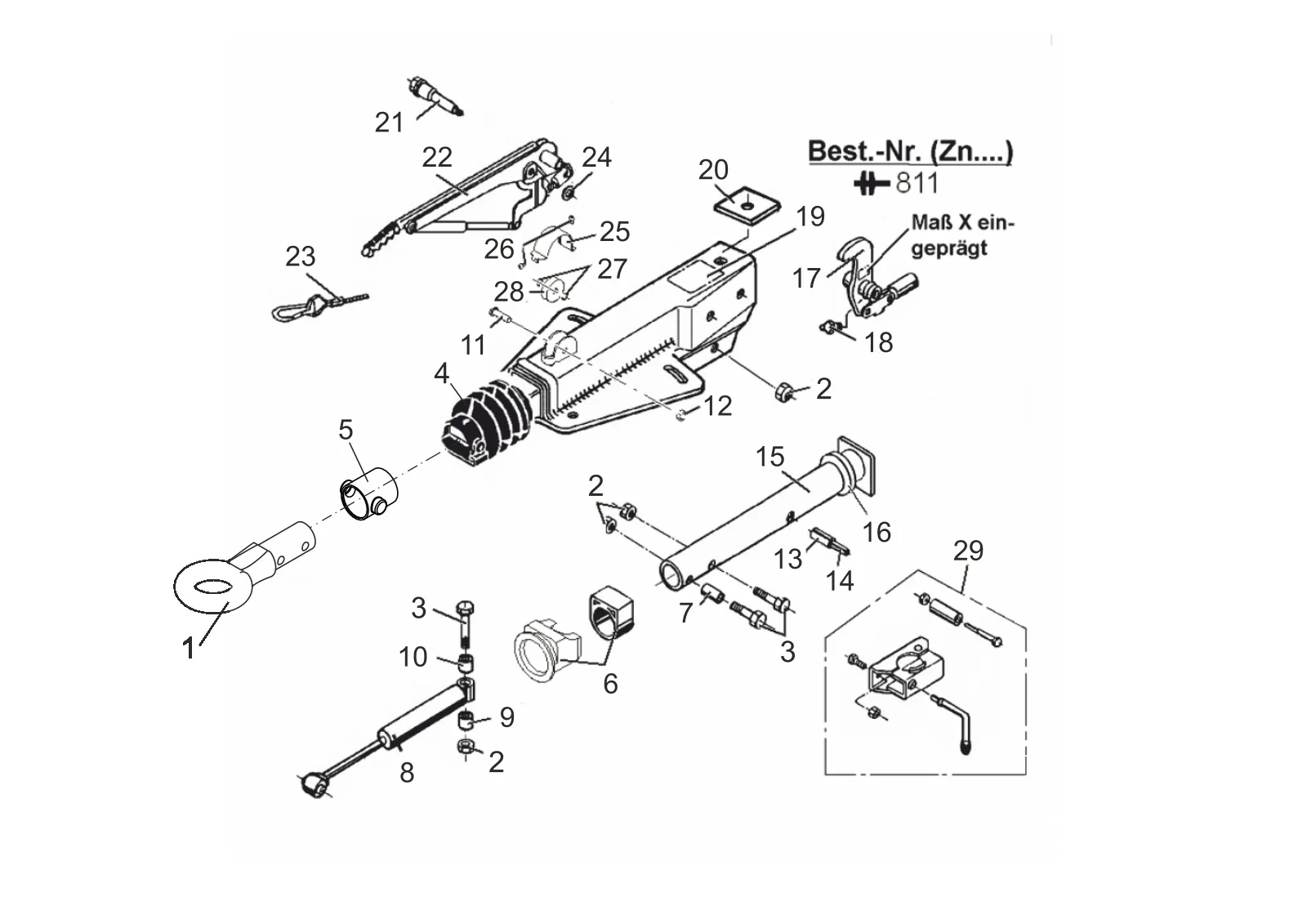 Plano de despiece para AL-KO ETI 811504 – Auflaufeinrichtung V 252g s 250kg