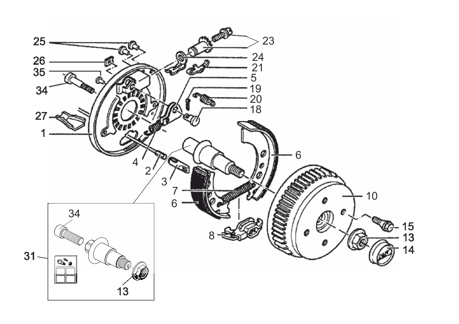 Plano de despiece para AL-KO ETI 811527 – Rueda freno 2051aa para flushing system