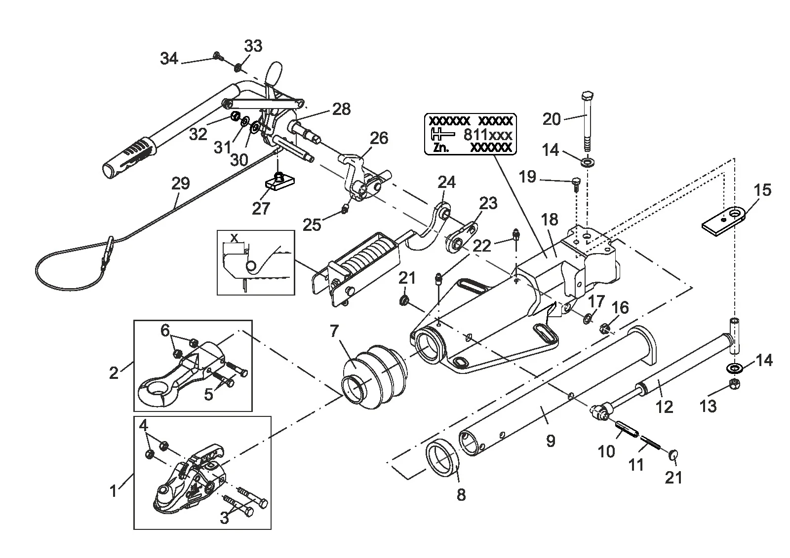 Plano de despiece para AL-KO ETI 811549 – Inercia dispositivo V Profi 3000 mano freno palanca without bellows