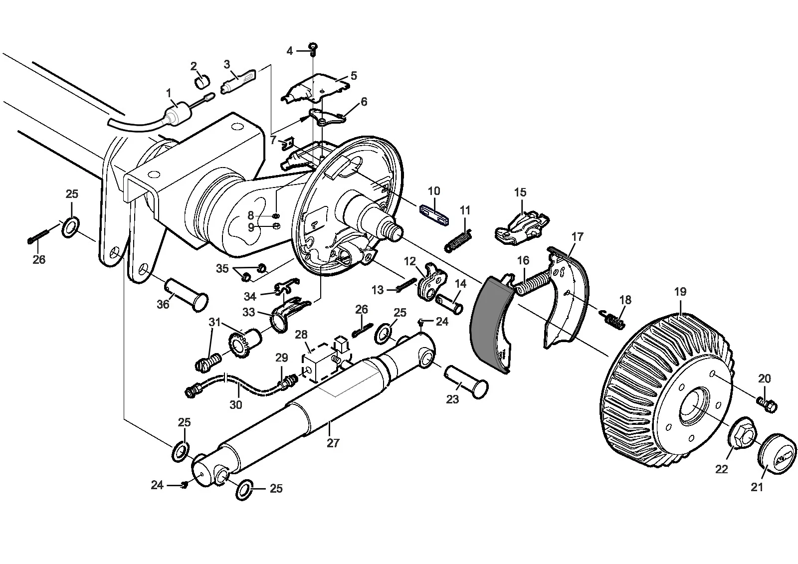 Exploded drawing for AL-KO ETI 811566 – Axlee BRA1800 TA RB2051