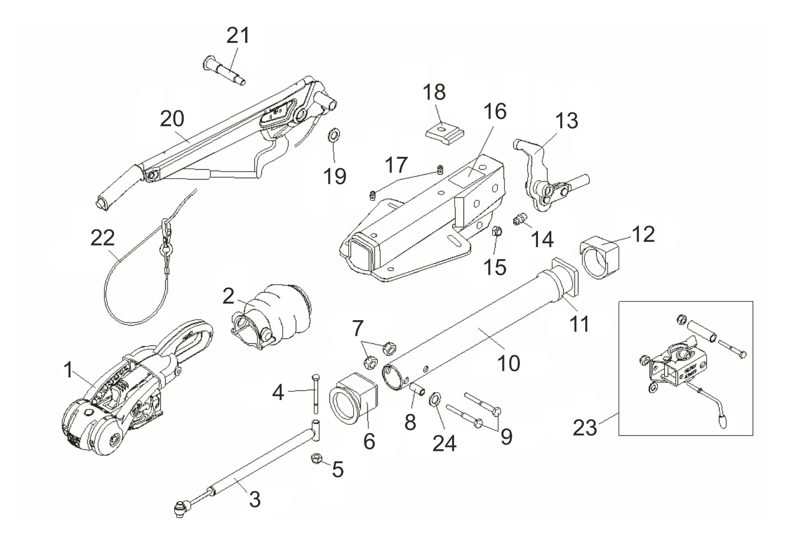 Exploded drawing for AL-KO ETI 811575 – Overrun device V 161S AKS3004