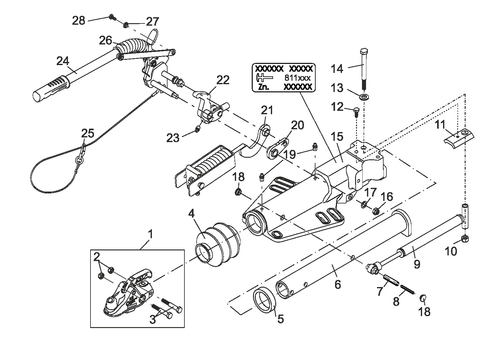 Plano de despiece para AL-KO ETI 811593 – Inercia dispositivo Profi V 3500 mano freno palanca lowered