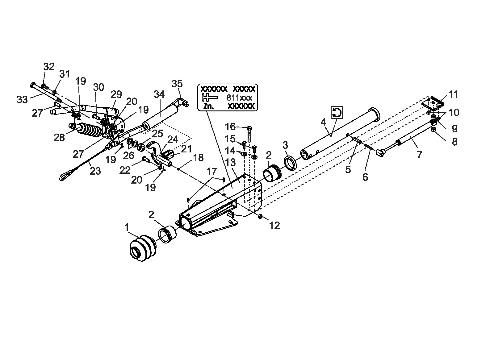 Plano de despiece para AL-KO ETI 811663 – Inercia dispositivo 2,8vb/1-c barra de tiro rotable