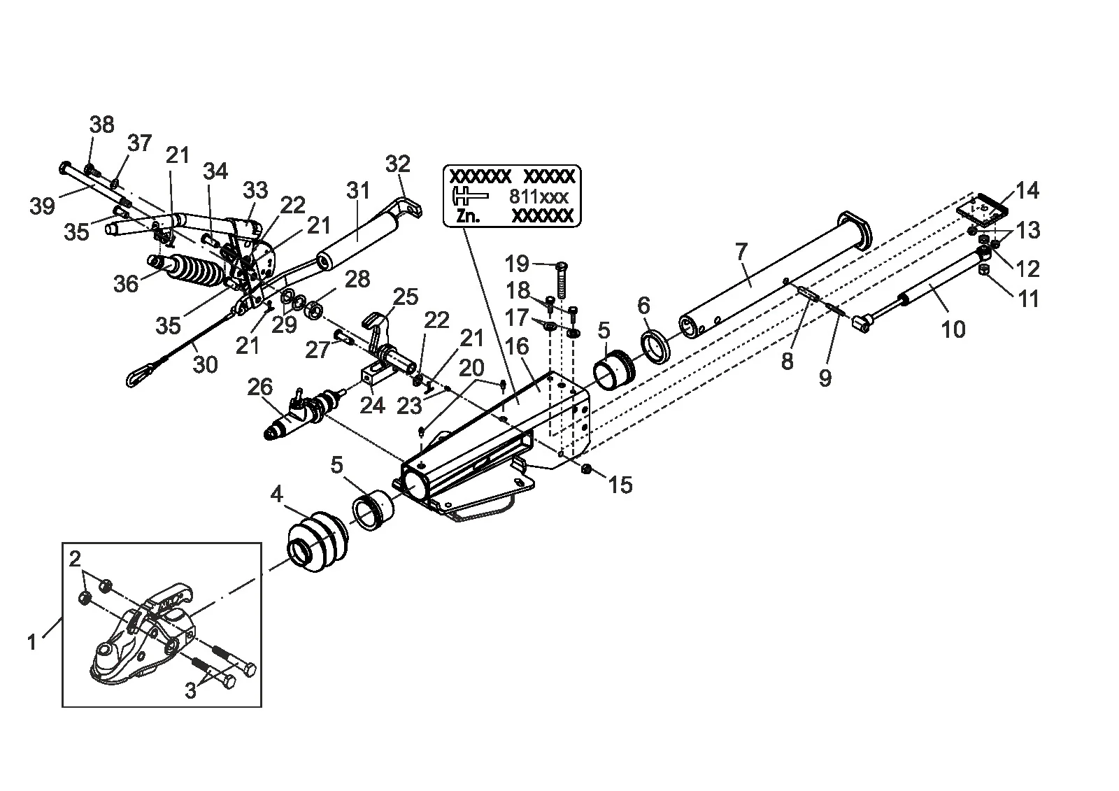 Plano de despiece para AL-KO ETI 811668 – Inercia dispositivo 2,8vb/1-c 3500kg