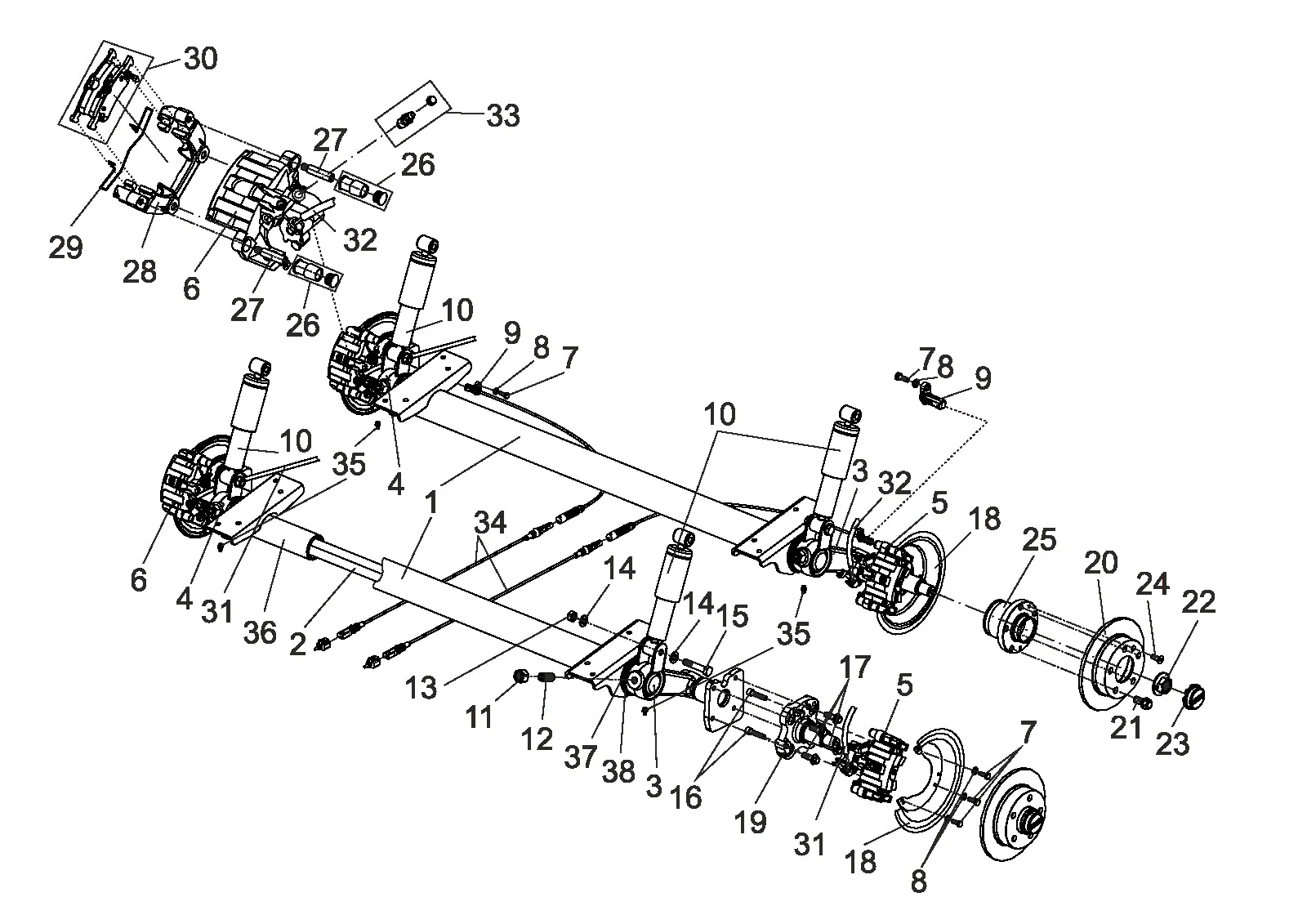 Plano de despiece para AL-KO ETI 811677 – Torsión barra resorte eje bt16250 13"