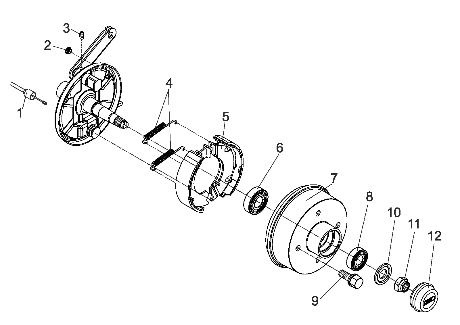 Explosietekening voor AL-KO ETI 811711 – Wiel rem per 135.30 without automatic rever