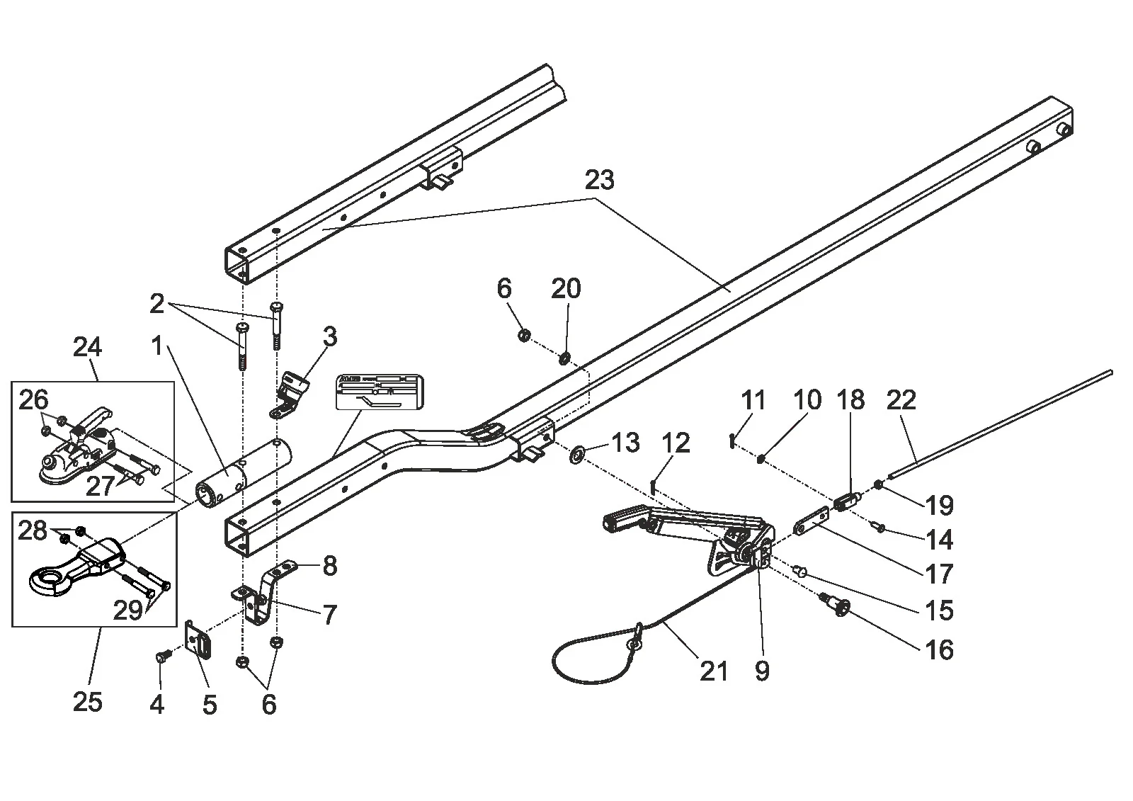 Plano de despiece para AL-KO ETI 811757 – Barra de tiro k4/r4 con parking freno