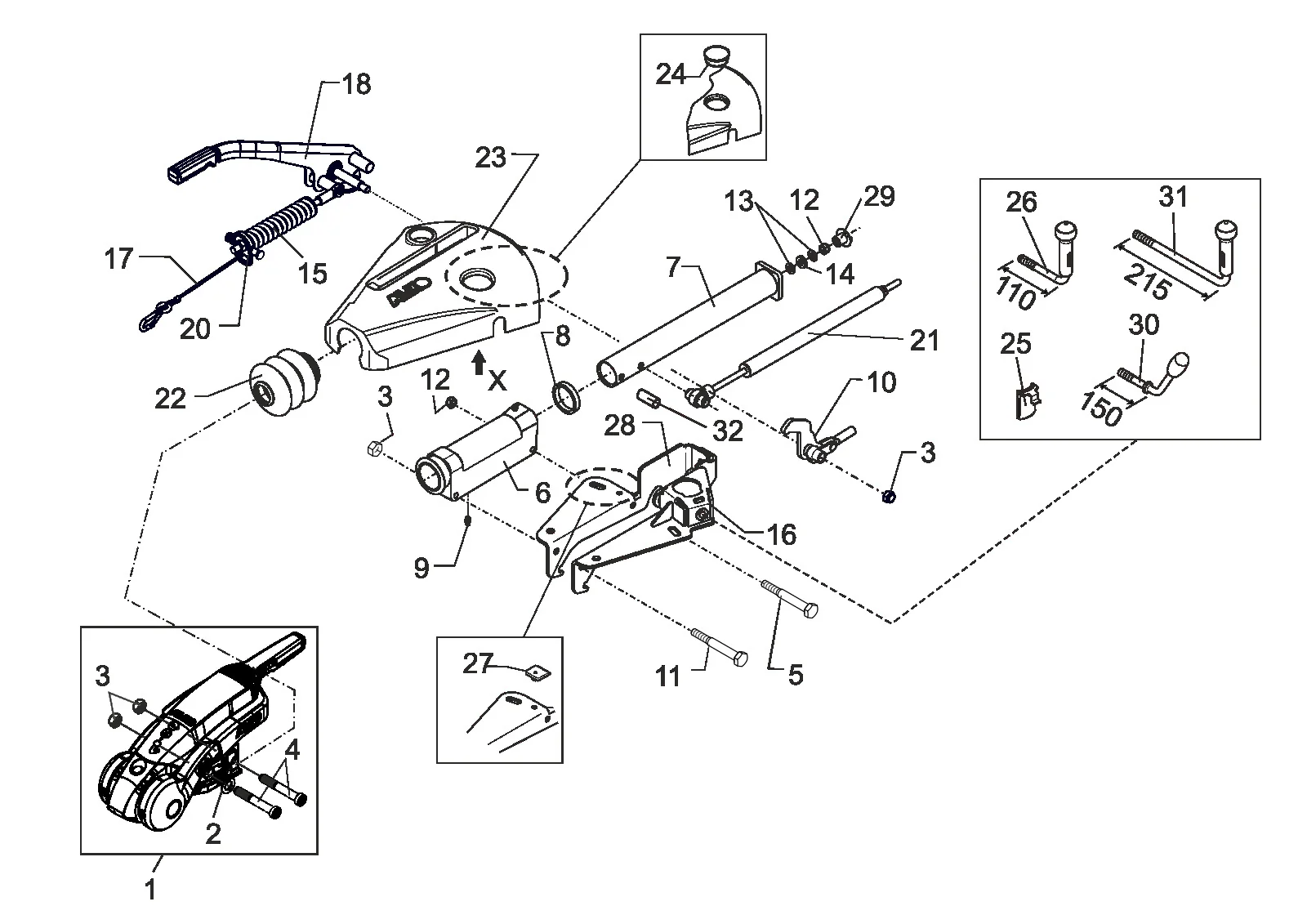 Plano de despiece para AL-KO ETI 811824 – Inercia dispositivo euro 150v 2. generation cuerda especial