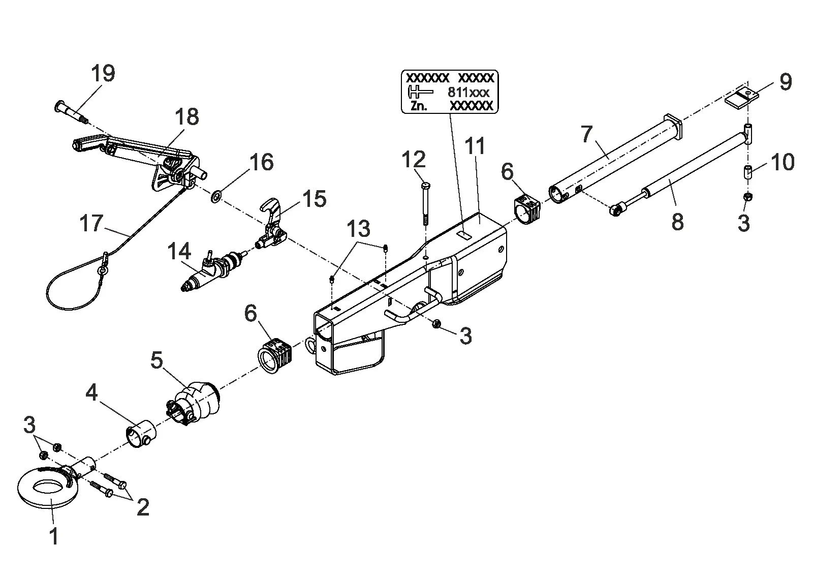 Overrun Scale Overrun device square 100 251S drawbar eye NATO | Masta Trailers