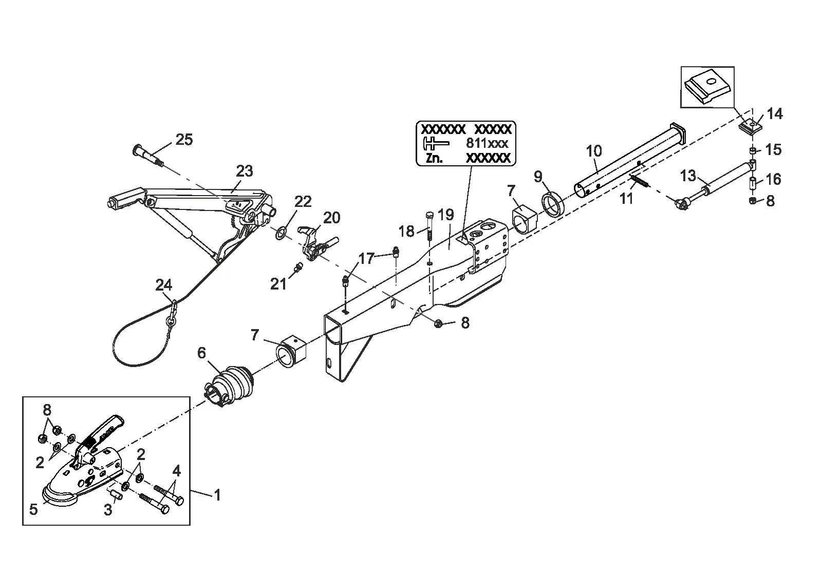 Plano de despiece para AL-KO ETI 811896 – Inercia dispositivo cuadrado 100 251s ak270