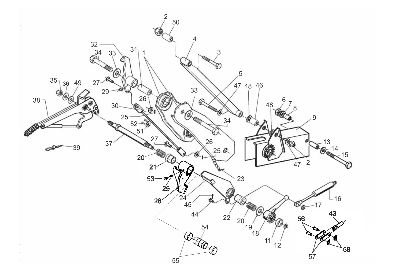 Exploded drawing for AL-KO ETI 811940 – Drawbar with adapter 162VB-2 firm Schliesing