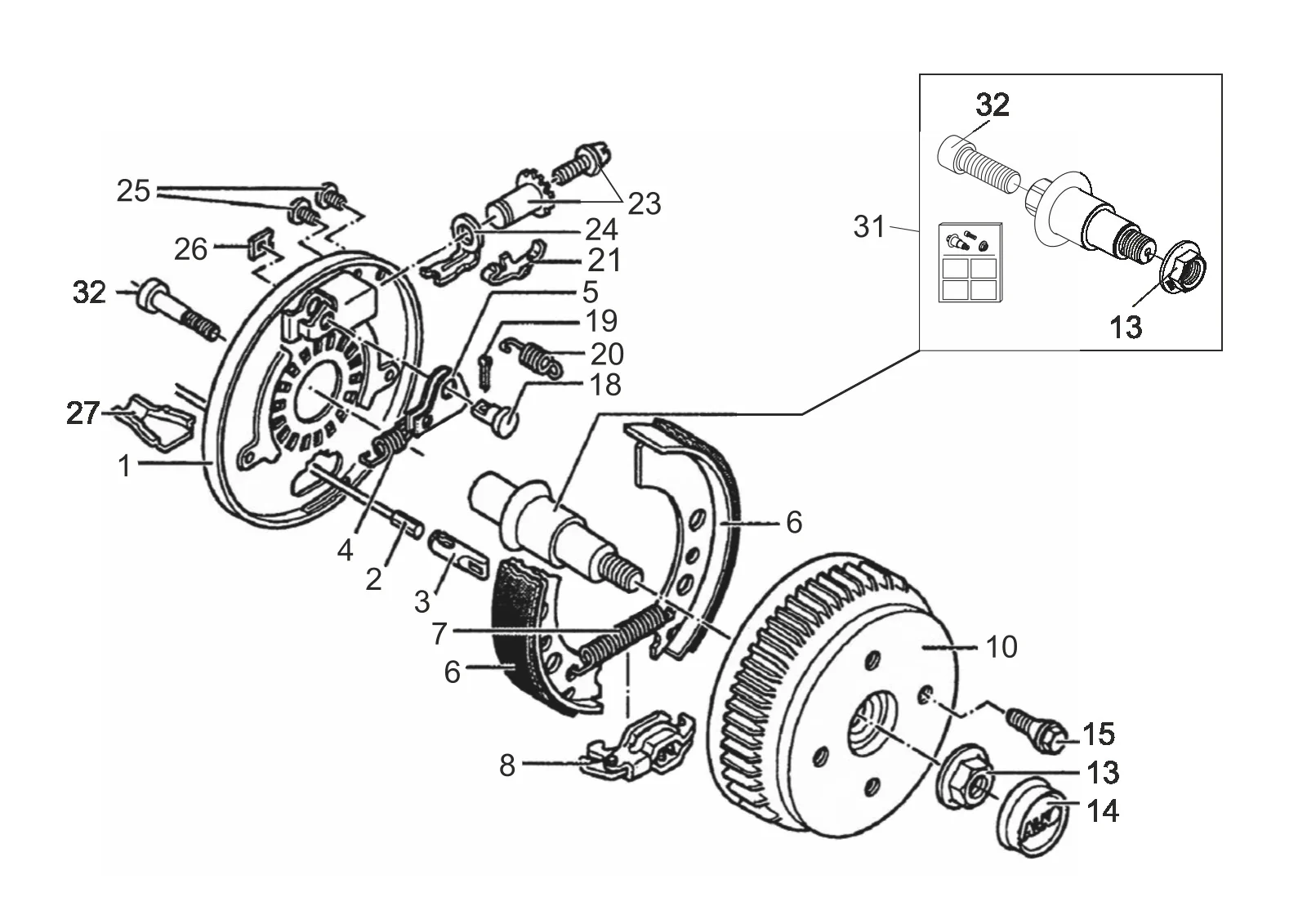 Explosietekening voor AL-KO ETI 811944 – Wiel rem 1637 euro1 up to 500kg M22