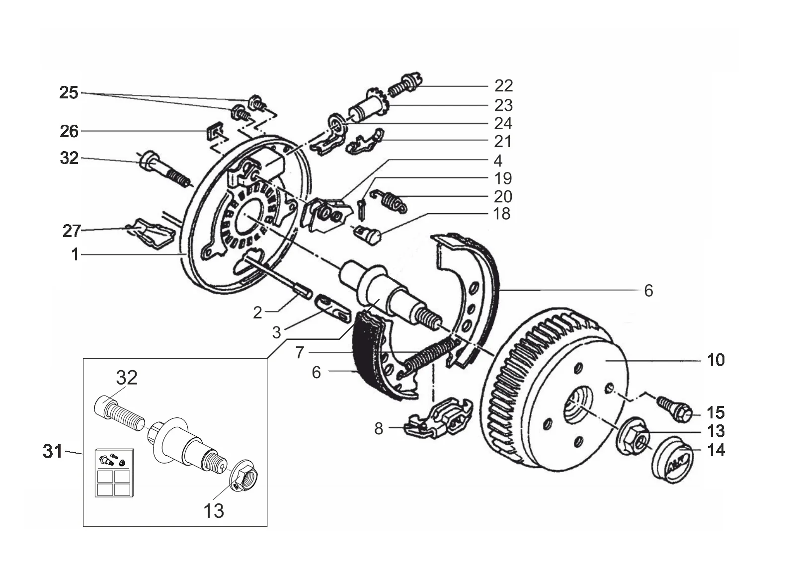 Plano de despiece para AL-KO ETI 811950 – Rueda freno 2051ar M22