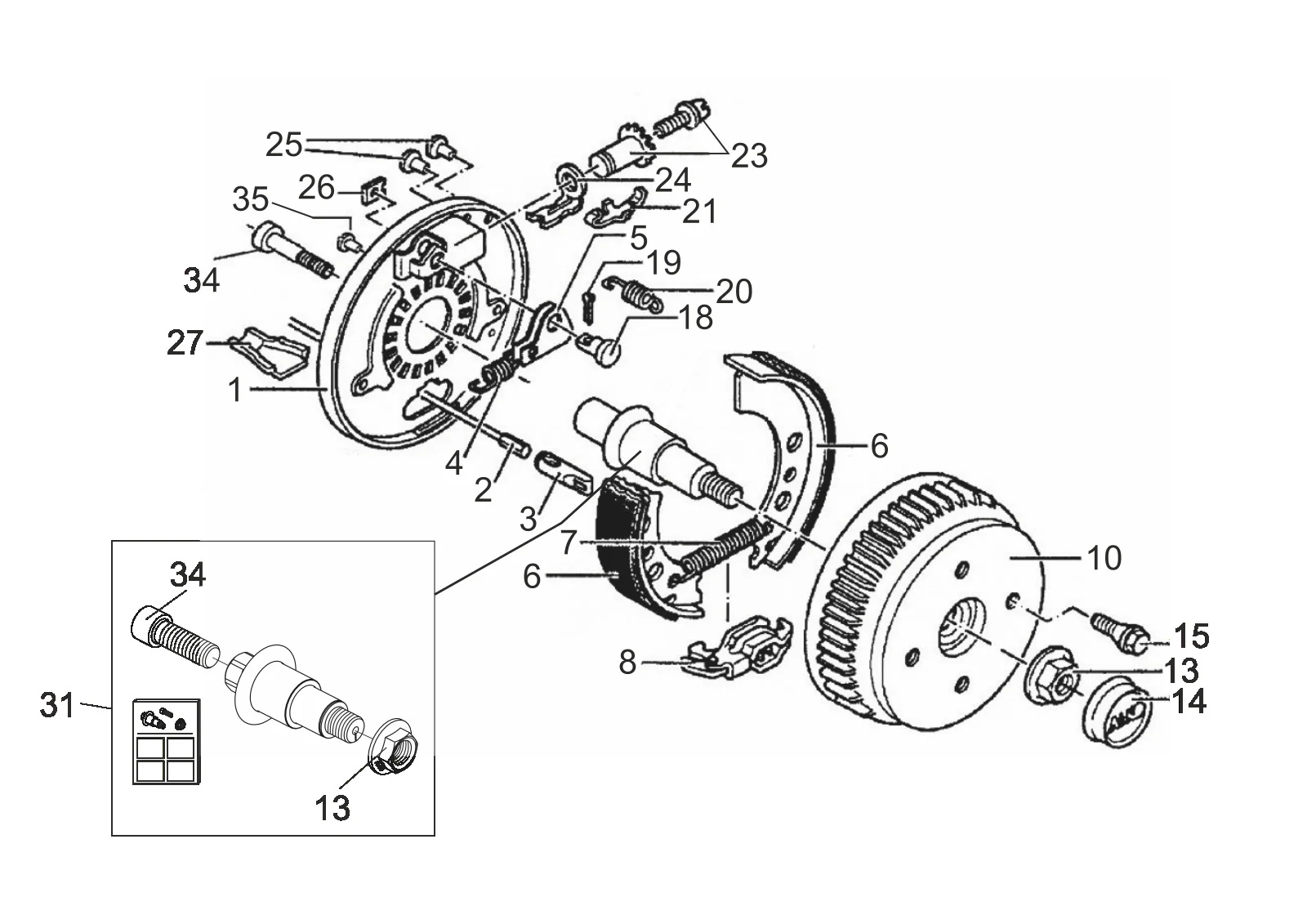 Plano de despiece para AL-KO ETI 811952 – Rueda freno 2051aa para flushing system M22
