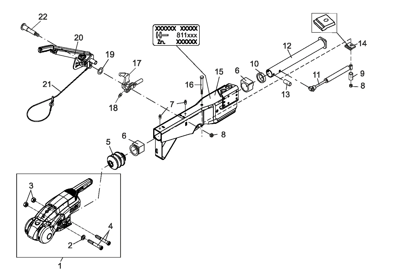 Plano de despiece para AL-KO ETI 811970 – Inercia dispositivo cuadrado 100 161s aks3004