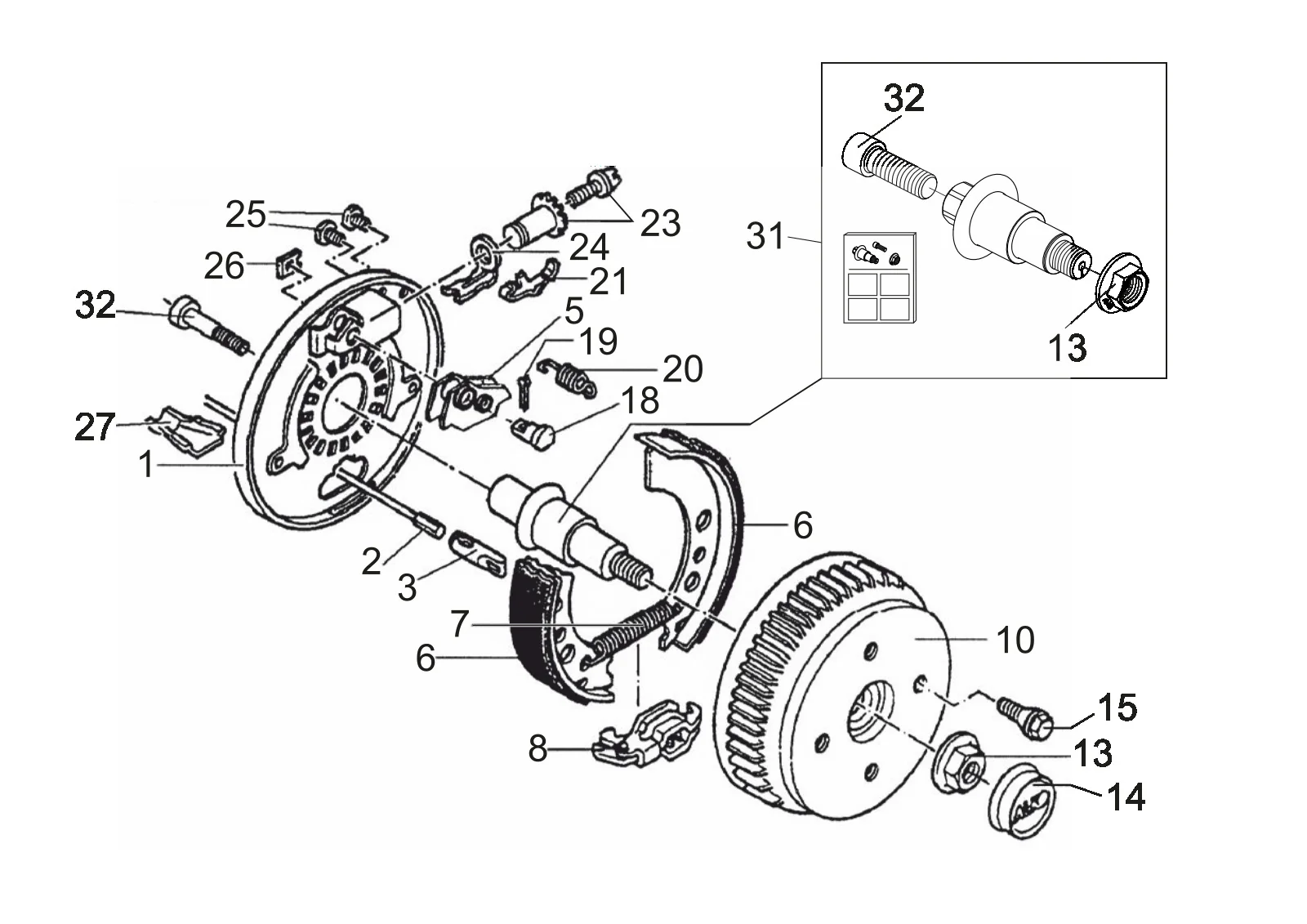 Exploded drawing for AL-KO ETI 811976 – Wheel brake 1637 EURO COMPACT up to 500kg M22