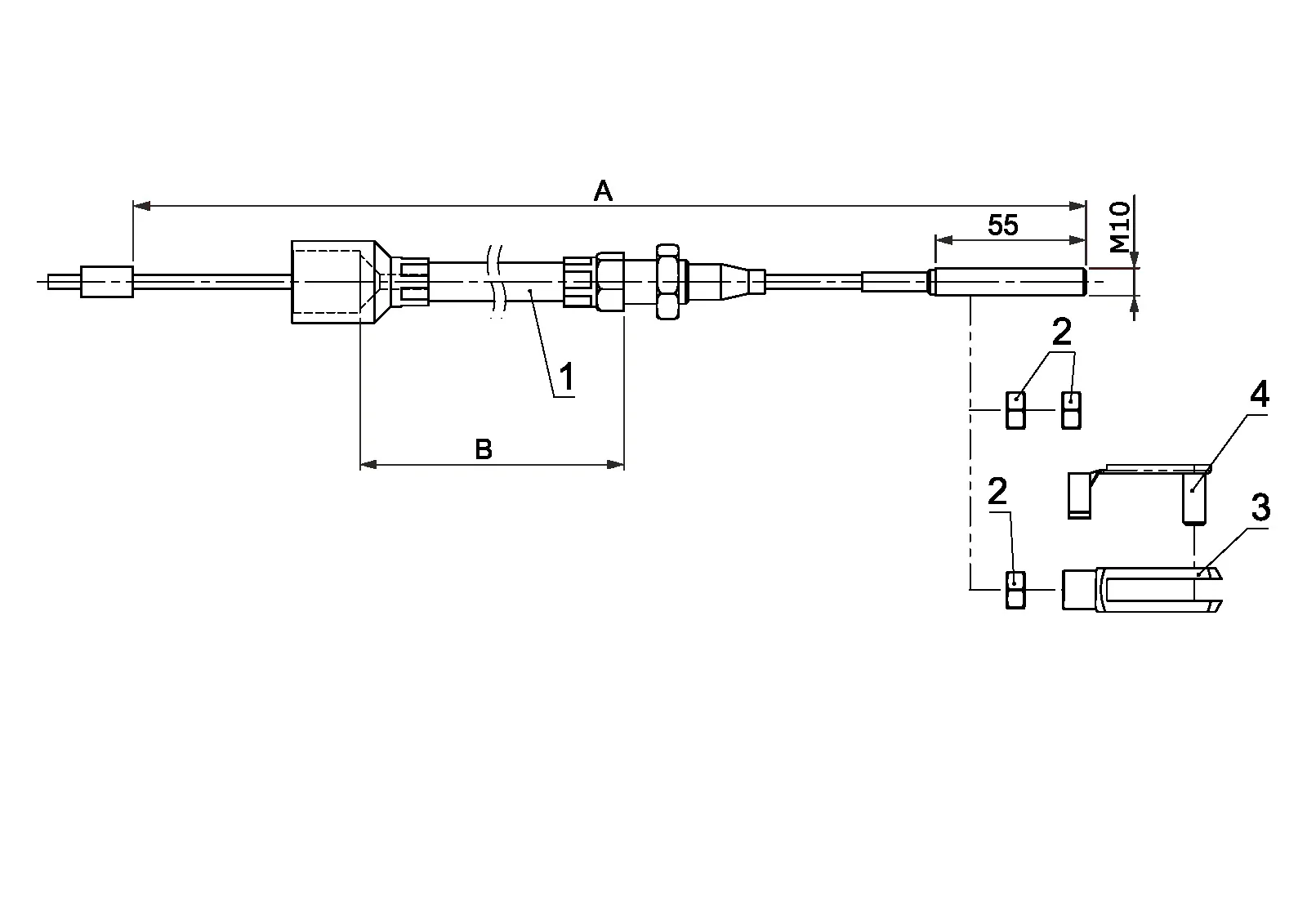 Explosionszeichnung für AL-KO ETI 827058 – Bremse cables für Rad Bremse s3006-7 rask / sk