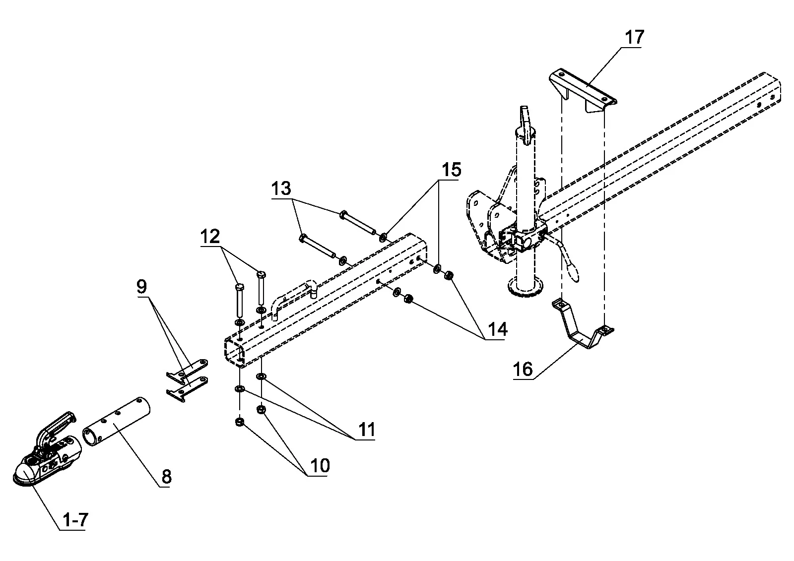 Explosietekening voor AL-KO ETI 827062 – Dissel straight zoa 0,75-2