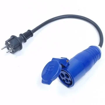 Verloopkabel CEE 3-polig contrastekker - Schuko stekker 10cm